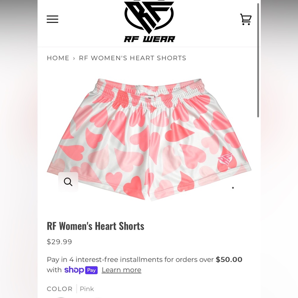 RF Wear Pink Heart Athletic Shorts